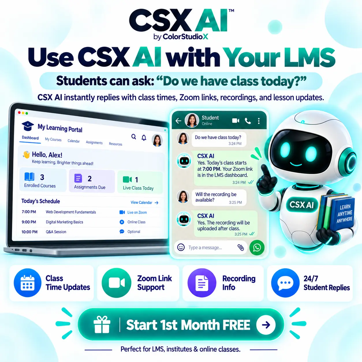 ChatMe.lk LMS Student Support Chatbot for Class Time, Zoom Link & Recording Delivery